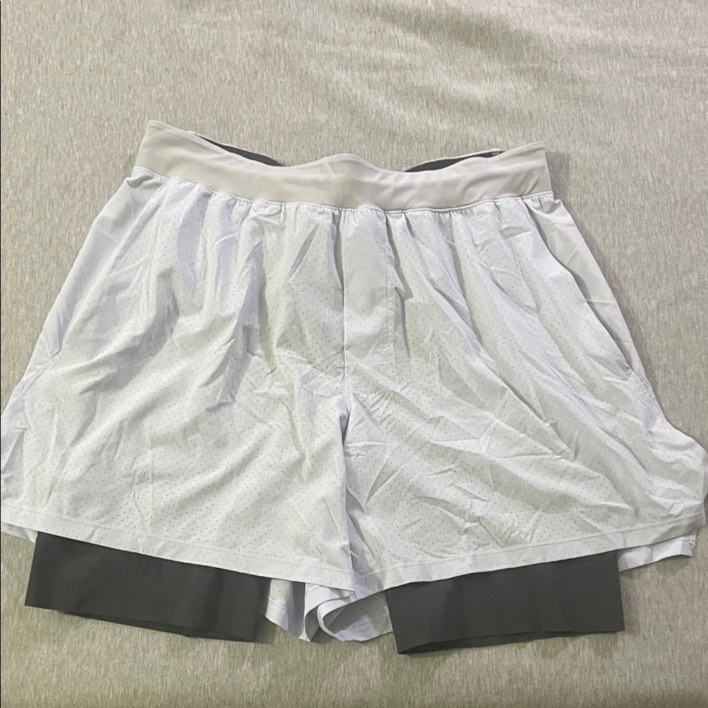 Men's White and Gray Shorts
